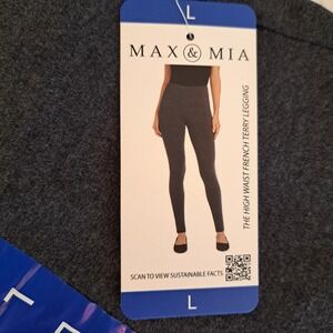 Max & Mia French Terry Leggings Women L Gray NWT High Waist 822-223-CB5